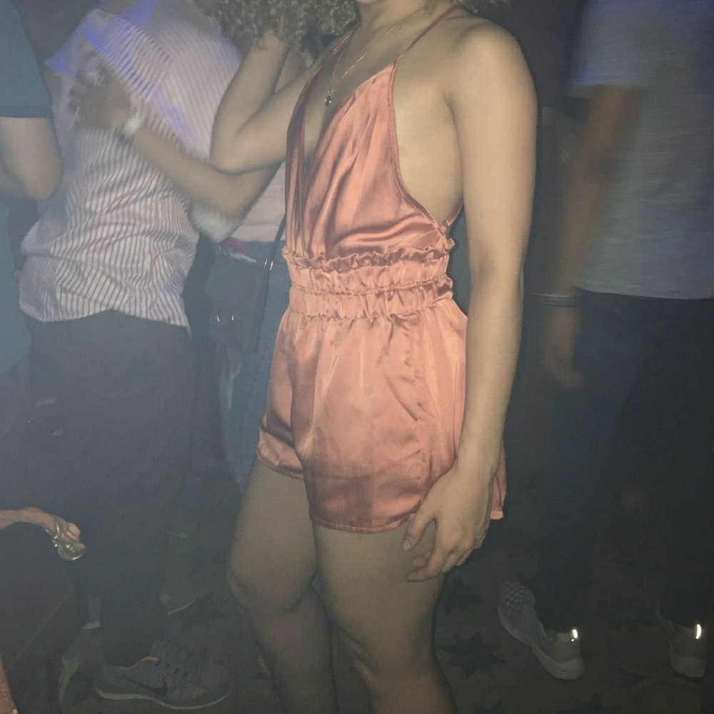 Orange satin feel romper